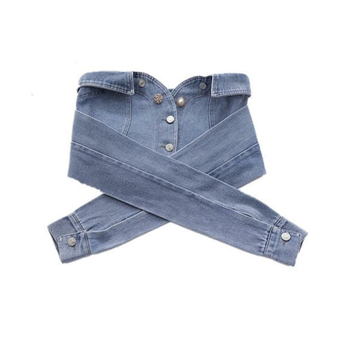 Bandeau Rivet Women Denim Tops Streetwear