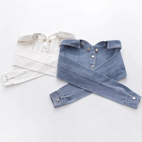 Bandeau Rivet Women Denim Tops Streetwear