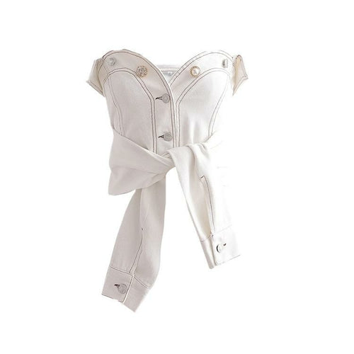 Bandeau Rivet Women Denim Tops Streetwear
