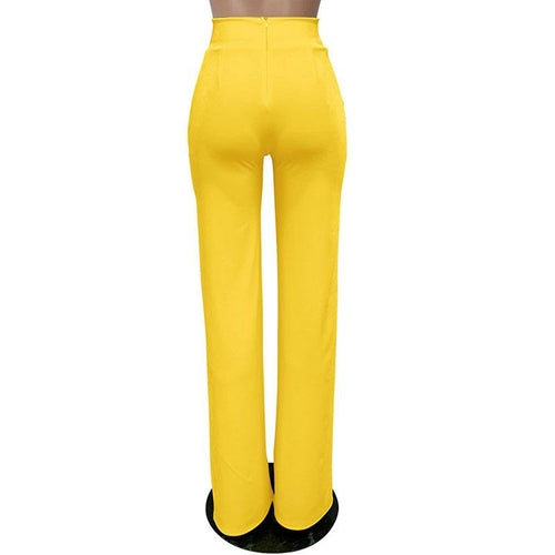 Women Solid High Waist Wide Leg Pants 31