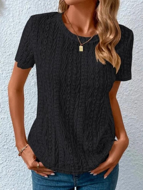 Hollow Out Oversized Round Neck Shirts