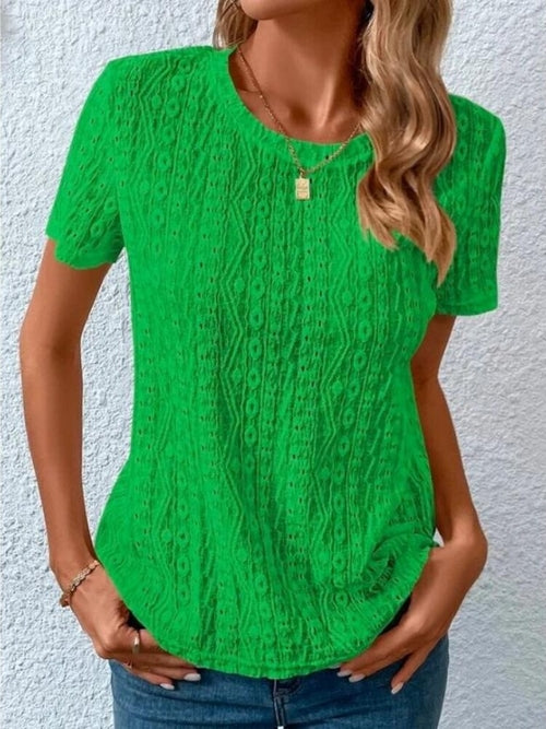 Hollow Out Oversized Round Neck Shirts