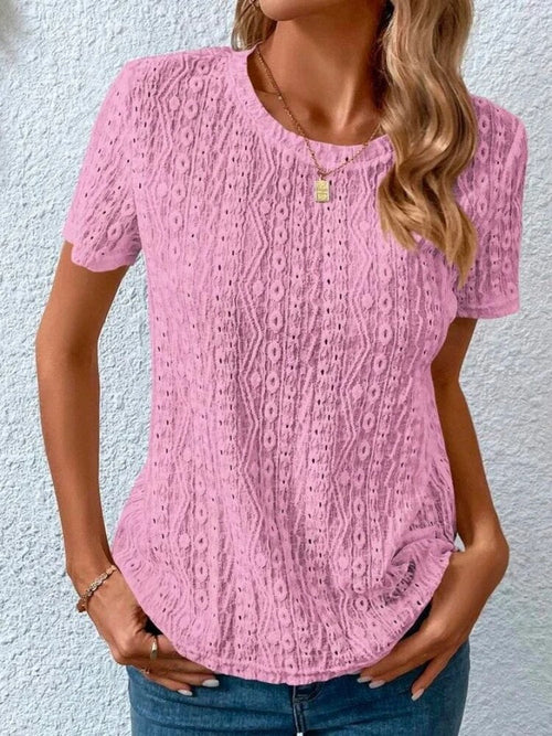Hollow Out Oversized Round Neck Shirts