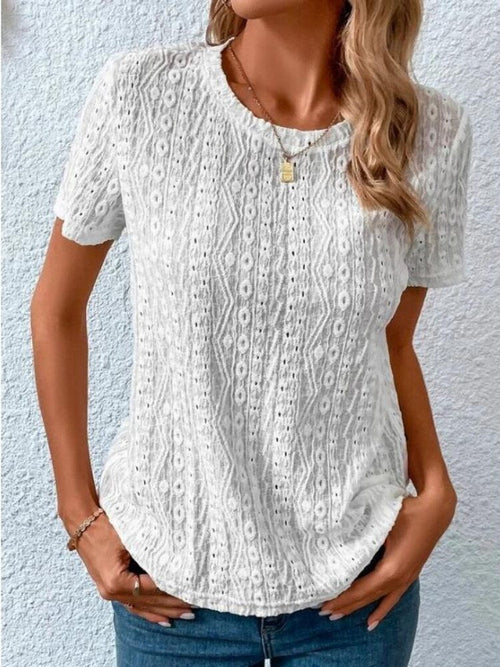 Hollow Out Oversized Round Neck Shirts