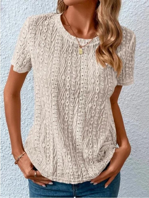 Hollow Out Oversized Round Neck Shirts