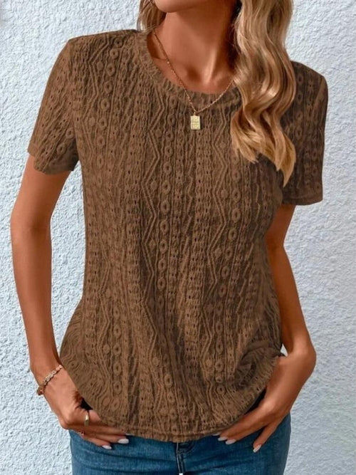 Hollow Out Oversized Round Neck Shirts