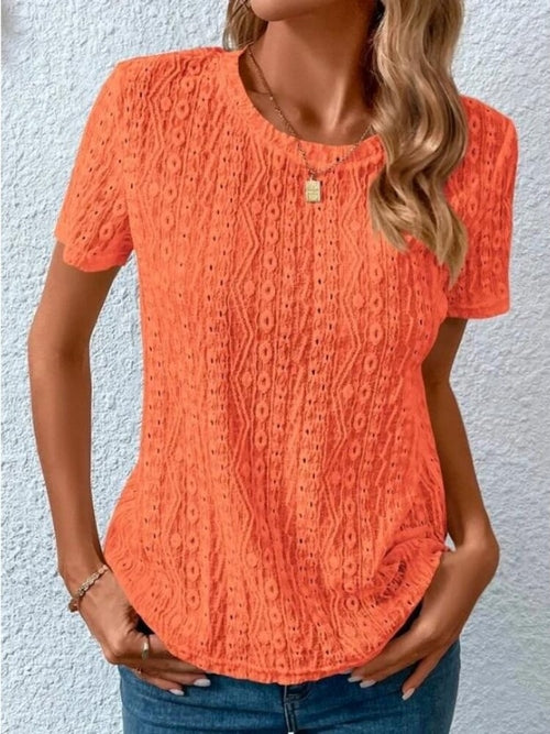 Hollow Out Oversized Round Neck Shirts