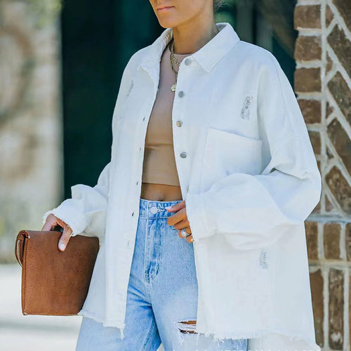 High Street Denim Short Jacket Long Sleeves Buttons Cardigans