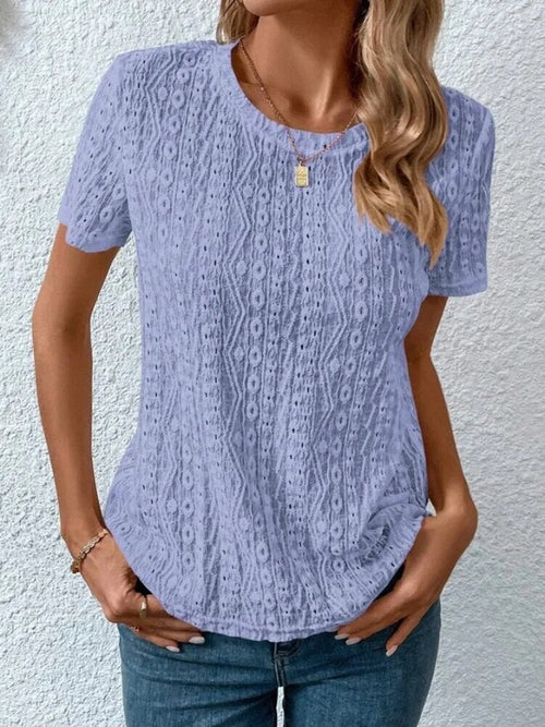 Hollow Out Oversized Round Neck Shirts